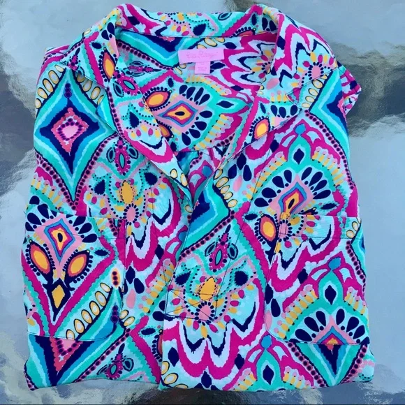 EUC Lilly Pulitzer Crown Jewels Boston Silk Top Jewel Cuff Size XS - Picture 11 of 15